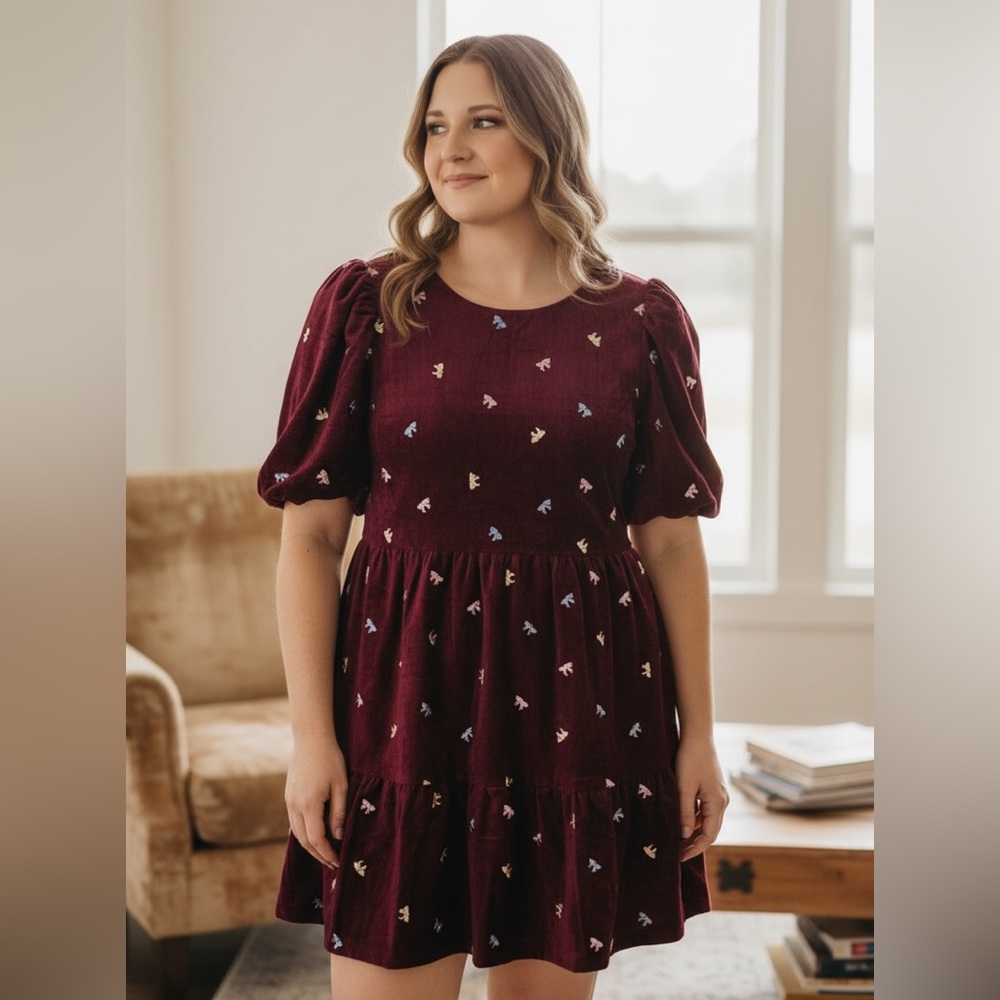 Very J Elegant Burgundy Velvet Dress